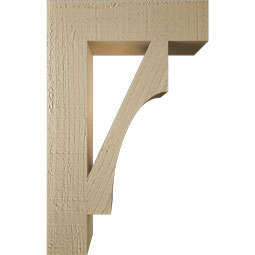 Ekena Millwork - BKTUR035X14X22WTL05RCPR - Timberthane Faux Wood Westlake Style Bracket, Block Ends, 3 1/2"W x 14"D x 22"H, Primed Tan