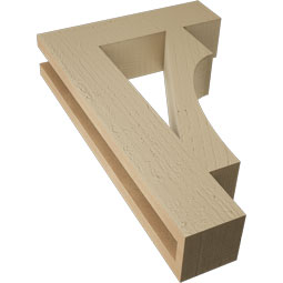 Ekena Millwork - BKTUR035X14X22WTL05RCPR - Timberthane Faux Wood Westlake Style Bracket, Block Ends, 3 1/2"W x 14"D x 22"H, Primed Tan