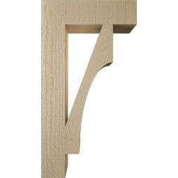 Ekena Millwork - BKTUR035X14X26WTL05RCPR - Timberthane Faux Wood Westlake Style Bracket, Block Ends, 3 1/2"W x 14"D x 26"H, Primed Tan