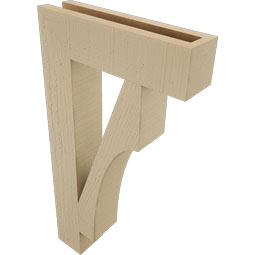 Ekena Millwork - BKTUR035X14X26WTL05RCPR - Timberthane Faux Wood Westlake Style Bracket, Block Ends, 3 1/2"W x 14"D x 26"H, Primed Tan