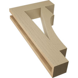 Ekena Millwork - BKTUR035X14X26WTL05RCPR - Timberthane Faux Wood Westlake Style Bracket, Block Ends, 3 1/2"W x 14"D x 26"H, Primed Tan