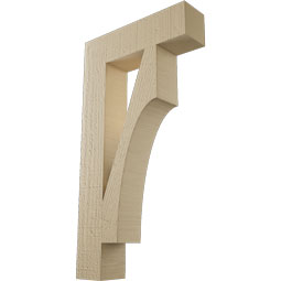 Ekena Millwork - BKTUR035X14X26WTL05RCPR - Timberthane Faux Wood Westlake Style Bracket, Block Ends, 3 1/2"W x 14"D x 26"H, Primed Tan