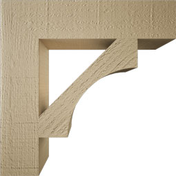 Ekena Millwork - BKTUR035X16X16WTL05RCPR - Timberthane Faux Wood Westlake Style Bracket, Block Ends, 3 1/2"W x 16"D x 16"H, Primed Tan
