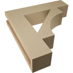 Ekena Millwork - BKTUR035X16X16WTL05RCPR - Timberthane Faux Wood Westlake Style Bracket, Block Ends, 3 1/2"W x 16"D x 16"H, Primed Tan
