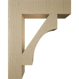 Ekena Millwork - BKTUR035X16X20WTL05RCPR - Timberthane Faux Wood Westlake Style Bracket, Block Ends, 3 1/2"W x 16"D x 20"H, Primed Tan