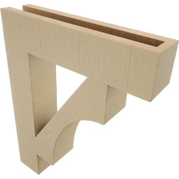 Ekena Millwork - BKTUR035X16X20WTL05RCPR - Timberthane Faux Wood Westlake Style Bracket, Block Ends, 3 1/2"W x 16"D x 20"H, Primed Tan