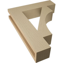 Ekena Millwork - BKTUR035X16X20WTL05RCPR - Timberthane Faux Wood Westlake Style Bracket, Block Ends, 3 1/2"W x 16"D x 20"H, Primed Tan