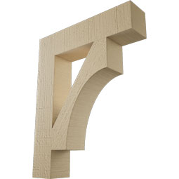 Ekena Millwork - BKTUR035X16X20WTL05RCPR - Timberthane Faux Wood Westlake Style Bracket, Block Ends, 3 1/2"W x 16"D x 20"H, Primed Tan