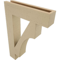 Ekena Millwork - BKTUR035X16X24WTL05RCPR - Timberthane Faux Wood Westlake Style Bracket, Block Ends, 3 1/2"W x 16"D x 24"H, Primed Tan
