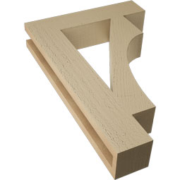 Ekena Millwork - BKTUR035X16X24WTL05RCPR - Timberthane Faux Wood Westlake Style Bracket, Block Ends, 3 1/2"W x 16"D x 24"H, Primed Tan