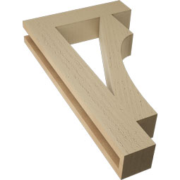 Ekena Millwork - BKTUR035X16X28WTL05RCPR - Timberthane Faux Wood Westlake Style Bracket, Block Ends, 3 1/2"W x 16"D x 28"H, Primed Tan