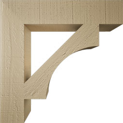 Ekena Millwork - BKTUR035X18X18WTL05RCPR - Timberthane Faux Wood Westlake Style Bracket, Block Ends, 3 1/2"W x 18"D x 18"H, Primed Tan