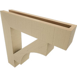 Ekena Millwork - BKTUR035X18X18WTL05RCPR - Timberthane Faux Wood Westlake Style Bracket, Block Ends, 3 1/2"W x 18"D x 18"H, Primed Tan