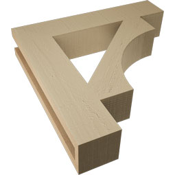 Ekena Millwork - BKTUR035X18X18WTL05RCPR - Timberthane Faux Wood Westlake Style Bracket, Block Ends, 3 1/2"W x 18"D x 18"H, Primed Tan