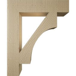 Ekena Millwork - BKTUR035X18X22WTL05RCPR - Timberthane Faux Wood Westlake Style Bracket, Block Ends, 3 1/2"W x 18"D x 22"H, Primed Tan