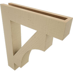 Ekena Millwork - BKTUR035X18X22WTL05RCPR - Timberthane Faux Wood Westlake Style Bracket, Block Ends, 3 1/2"W x 18"D x 22"H, Primed Tan