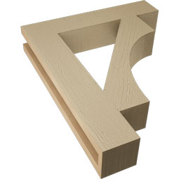 Ekena Millwork - BKTUR035X18X22WTL05RCPR - Timberthane Faux Wood Westlake Style Bracket, Block Ends, 3 1/2"W x 18"D x 22"H, Primed Tan
