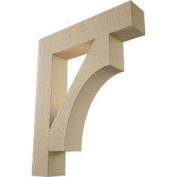 Ekena Millwork - BKTUR035X18X22WTL05RCPR - Timberthane Faux Wood Westlake Style Bracket, Block Ends, 3 1/2"W x 18"D x 22"H, Primed Tan