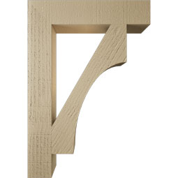 Ekena Millwork - BKTUR035X18X26WTL05RCPR - Timberthane Faux Wood Westlake Style Bracket, Block Ends, 3 1/2"W x 18"D x 26"H, Primed Tan