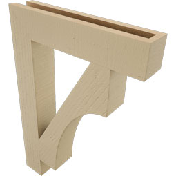 Ekena Millwork - BKTUR035X18X26WTL05RCPR - Timberthane Faux Wood Westlake Style Bracket, Block Ends, 3 1/2"W x 18"D x 26"H, Primed Tan