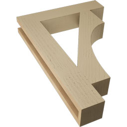 Ekena Millwork - BKTUR035X18X26WTL05RCPR - Timberthane Faux Wood Westlake Style Bracket, Block Ends, 3 1/2"W x 18"D x 26"H, Primed Tan