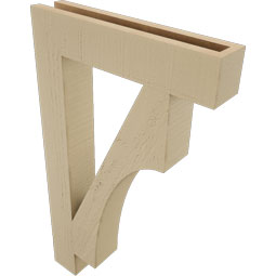 Ekena Millwork - BKTUR035X18X30WTL05RCPR - Timberthane Faux Wood Westlake Style Bracket, Block Ends, 3 1/2"W x 18"D x 30"H, Primed Tan