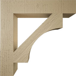 Ekena Millwork - BKTUR035X20X20WTL05RCPR - Timberthane Faux Wood Westlake Style Bracket, Block Ends, 3 1/2"W x 20"D x 20"H, Primed Tan