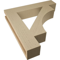 Ekena Millwork - BKTUR035X20X20WTL05RCPR - Timberthane Faux Wood Westlake Style Bracket, Block Ends, 3 1/2"W x 20"D x 20"H, Primed Tan
