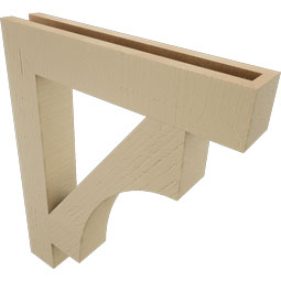 Ekena Millwork - BKTUR035X20X24WTL05RCPR - Timberthane Faux Wood Westlake Style Bracket, Block Ends, 3 1/2"W x 20"D x 24"H, Primed Tan