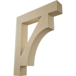 Ekena Millwork - BKTUR035X20X24WTL05RCPR - Timberthane Faux Wood Westlake Style Bracket, Block Ends, 3 1/2"W x 20"D x 24"H, Primed Tan