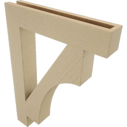 Ekena Millwork - BKTUR035X20X28WTL05RCPR - Timberthane Faux Wood Westlake Style Bracket, Block Ends, 3 1/2"W x 20"D x 28"H, Primed Tan