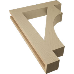 Ekena Millwork - BKTUR035X20X28WTL05RCPR - Timberthane Faux Wood Westlake Style Bracket, Block Ends, 3 1/2"W x 20"D x 28"H, Primed Tan