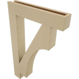 Ekena Millwork - BKTUR035X20X32WTL05RCPR - Timberthane Faux Wood Westlake Style Bracket, Block Ends, 3 1/2"W x 20"D x 32"H, Primed Tan