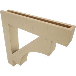 Ekena Millwork - BKTUR035X22X22WTL05RCPR - Timberthane Faux Wood Westlake Style Bracket, Block Ends, 3 1/2"W x 22"D x 22"H, Primed Tan
