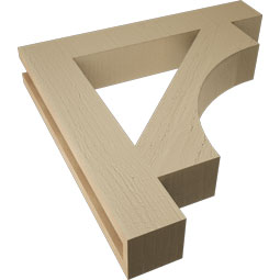 Ekena Millwork - BKTUR035X22X22WTL05RCPR - Timberthane Faux Wood Westlake Style Bracket, Block Ends, 3 1/2"W x 22"D x 22"H, Primed Tan
