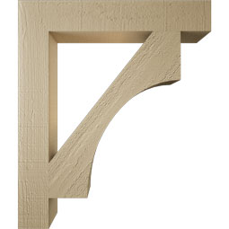 Ekena Millwork - BKTUR035X22X26WTL05RCPR - Timberthane Faux Wood Westlake Style Bracket, Block Ends, 3 1/2"W x 22"D x 26"H, Primed Tan