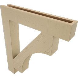 Ekena Millwork - BKTUR035X22X26WTL05RCPR - Timberthane Faux Wood Westlake Style Bracket, Block Ends, 3 1/2"W x 22"D x 26"H, Primed Tan