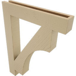 Ekena Millwork - BKTUR035X22X30WTL05RCPR - Timberthane Faux Wood Westlake Style Bracket, Block Ends, 3 1/2"W x 22"D x 30"H, Primed Tan