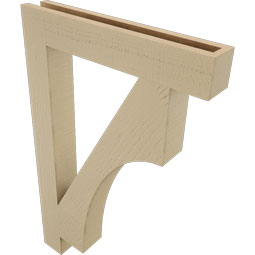 Ekena Millwork - BKTUR035X22X34WTL05RCPR - Timberthane Faux Wood Westlake Style Bracket, Block Ends, 3 1/2"W x 22"D x 34"H, Primed Tan