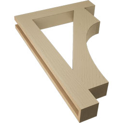 Ekena Millwork - BKTUR035X22X34WTL05RCPR - Timberthane Faux Wood Westlake Style Bracket, Block Ends, 3 1/2"W x 22"D x 34"H, Primed Tan