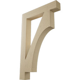 Ekena Millwork - BKTUR035X22X34WTL05RCPR - Timberthane Faux Wood Westlake Style Bracket, Block Ends, 3 1/2"W x 22"D x 34"H, Primed Tan