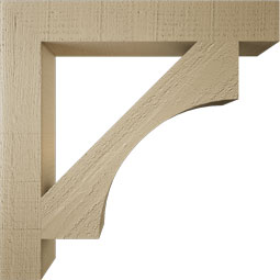 Ekena Millwork - BKTUR035X24X24WTL05RCPR - Timberthane Faux Wood Westlake Style Bracket, Block Ends, 3 1/2"W x 24"D x 24"H, Primed Tan