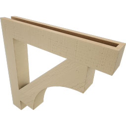 Ekena Millwork - BKTUR035X24X24WTL05RCPR - Timberthane Faux Wood Westlake Style Bracket, Block Ends, 3 1/2"W x 24"D x 24"H, Primed Tan