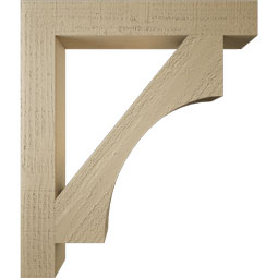 Ekena Millwork - BKTUR035X24X28WTL05RCPR - Timberthane Faux Wood Westlake Style Bracket, Block Ends, 3 1/2"W x 24"D x 28"H, Primed Tan