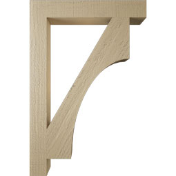 Ekena Millwork - BKTUR035X24X36WTL05RCPR - Timberthane Faux Wood Westlake Style Bracket, Block Ends, 3 1/2"W x 24"D x 36"H, Primed Tan