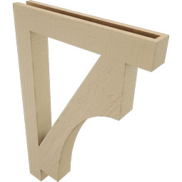 Ekena Millwork - BKTUR035X24X36WTL05RCPR - Timberthane Faux Wood Westlake Style Bracket, Block Ends, 3 1/2"W x 24"D x 36"H, Primed Tan