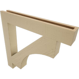 Ekena Millwork - BKTUR035X26X26WTL05RCPR - Timberthane Faux Wood Westlake Style Bracket, Block Ends, 3 1/2"W x 26"D x 26"H, Primed Tan