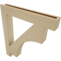 Ekena Millwork - BKTUR035X26X30WTL05RCPR - Timberthane Faux Wood Westlake Style Bracket, Block Ends, 3 1/2"W x 26"D x 30"H, Primed Tan