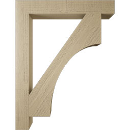 Ekena Millwork - BKTUR035X26X34WTL05RCPR - Timberthane Faux Wood Westlake Style Bracket, Block Ends, 3 1/2"W x 26"D x 34"H, Primed Tan