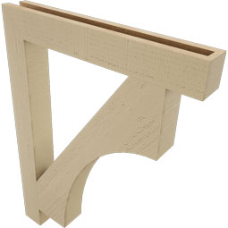 Ekena Millwork - BKTUR035X26X34WTL05RCPR - Timberthane Faux Wood Westlake Style Bracket, Block Ends, 3 1/2"W x 26"D x 34"H, Primed Tan